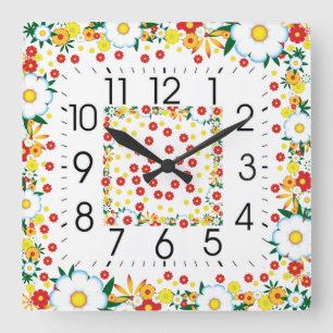 Blume Quadratische Wanduhr