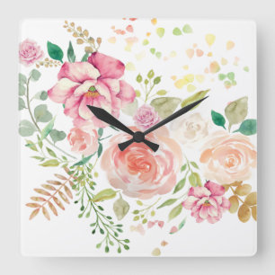 Blume Quadratische Wanduhr