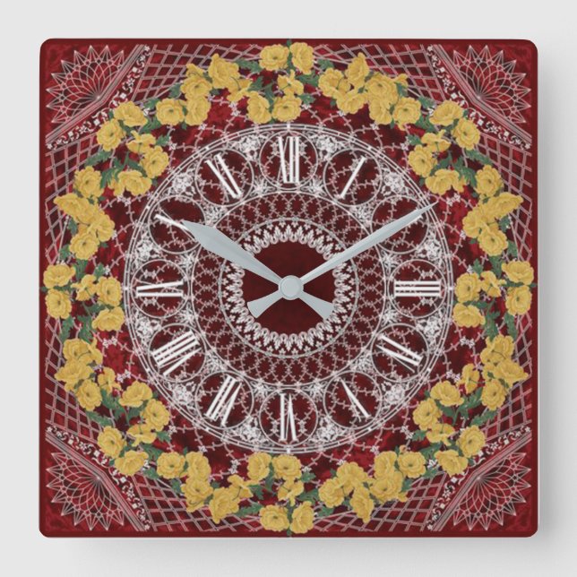 Blume Quadratische Wanduhr (Vorderseite)