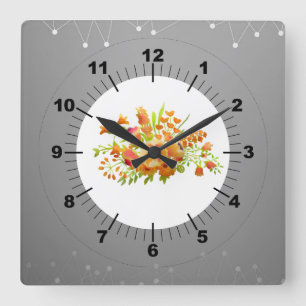 Blume Quadratische Wanduhr