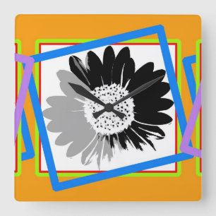 Blume Quadratische Wanduhr