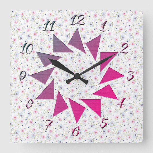 Blume Quadratische Wanduhr (Vorderseite)