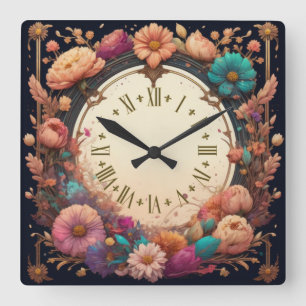 Blume Quadratische Wanduhr