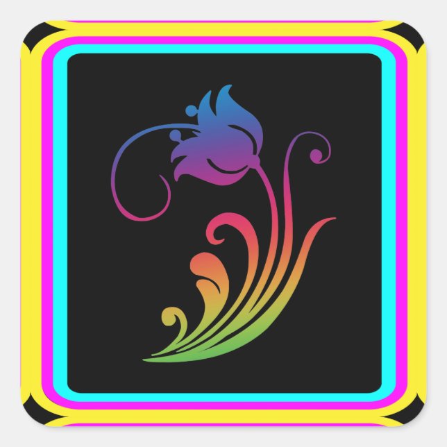 Blume Quadratischer Aufkleber (Vorderseite)