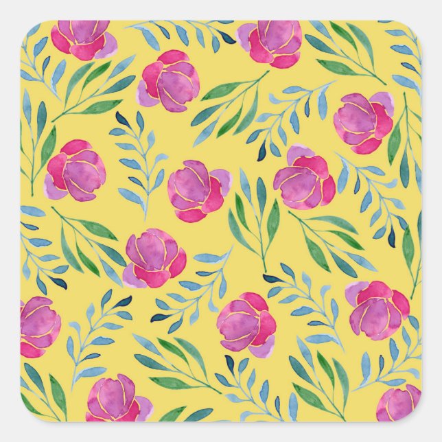 Blume Quadratischer Aufkleber (Vorderseite)