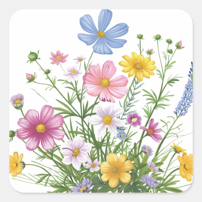Blume Quadratischer Aufkleber (Vorderseite)