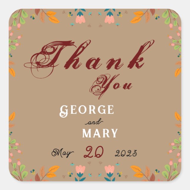 Blume Quadratischer Aufkleber (Vorderseite)