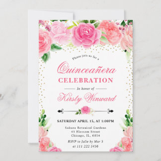 Blume Quinceanera Einladung