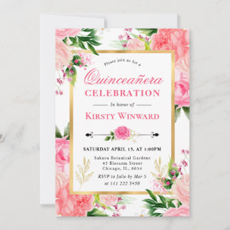 Blume Quinceanera Einladung