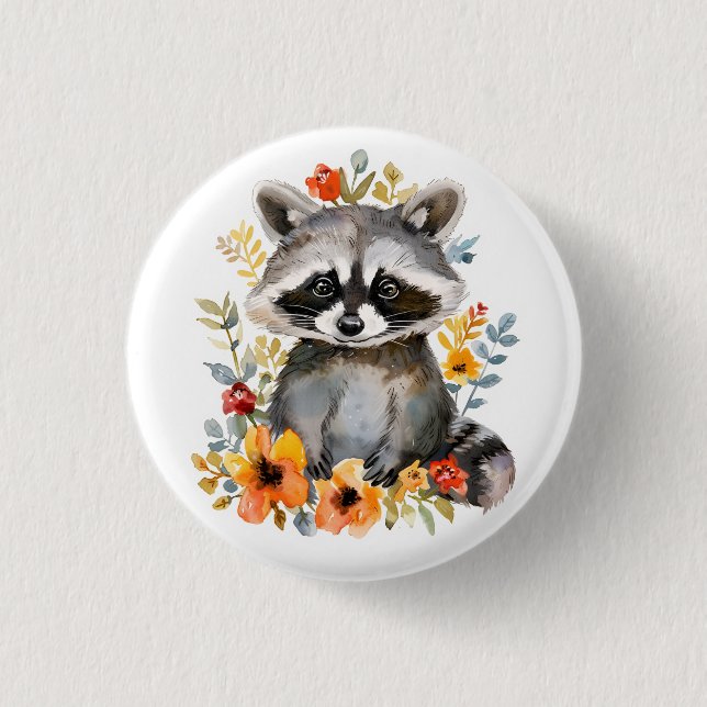 Blume Raccoon Button (Vorderseite)
