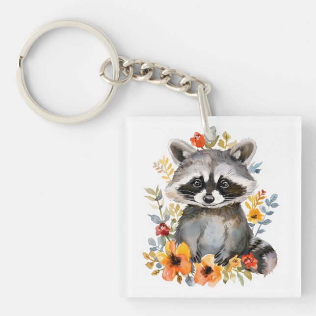 Blume Raccoon Schlüsselanhänger (Vorderseite)