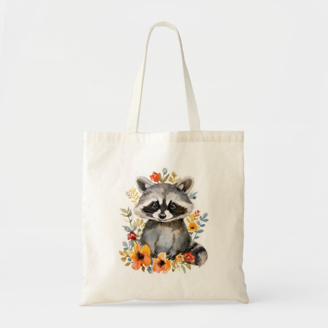 Blume Raccoon Tragetasche (Vorne)