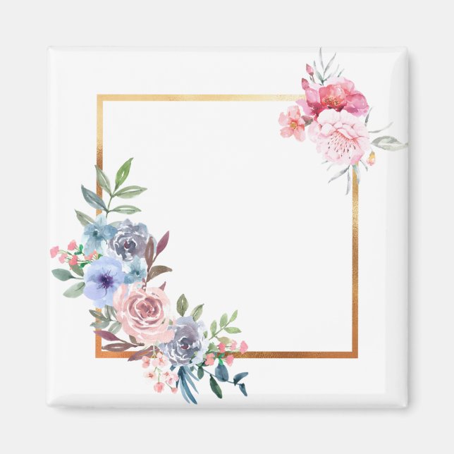 Blume rahmen florale Rahmen Rose Blätter Magnet (Vorne)