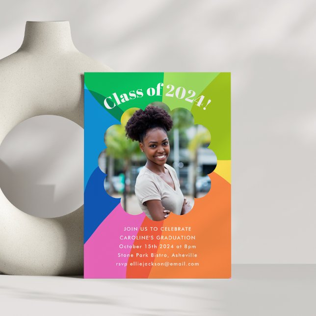 Blume Rainbow Foto Graduation Party Einladung (Von Creator hochgeladen)