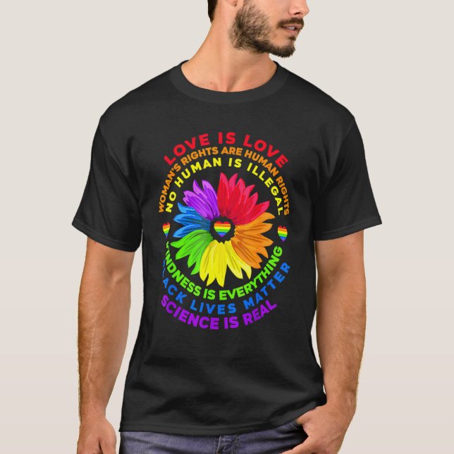 Blume Rainbow Human Black Living Rights Science T-Shirt (Vorderseite)