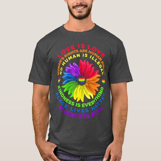 Blume Rainbow Human Black Living Rights Science T-Shirt (Vorderseite)