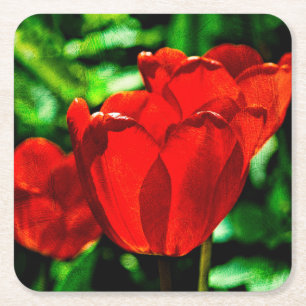 Blume Rechteckiger Pappuntersetzer