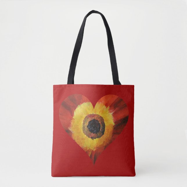 Blume Red Art HeartCustom All-Over-Print Tote Bag (Vorderseite)