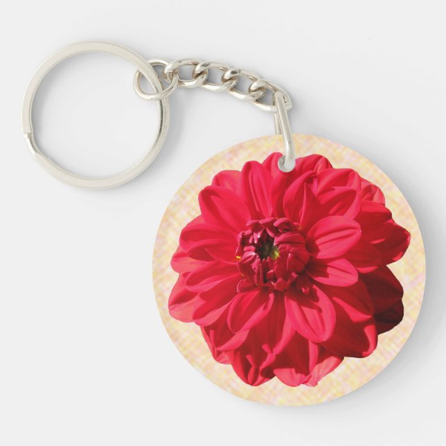 Blume Red Dahlia Foto Schlüsselanhänger (Vorderseite)