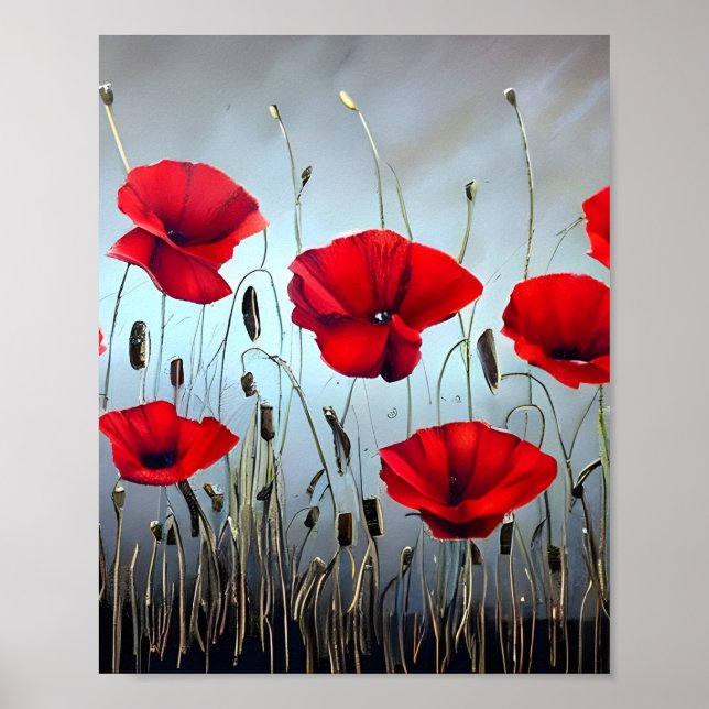 Blume Red Poppies Art Poster (Vorne)