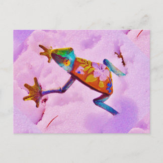 Blume Regenbogenfrosch auf Orchideenschnee Postkarte