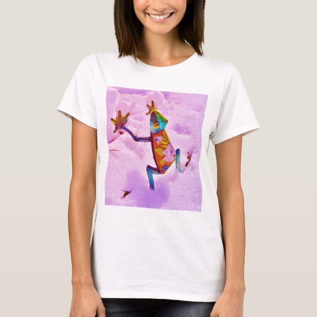 Blume Regenbogenfrosch auf Orchideenschnee T-Shirt (Vorderseite)