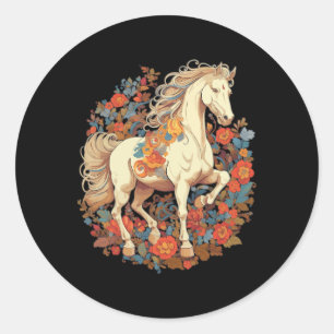 Blume Reiten Runder Aufkleber