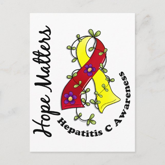 Blume Ribbon 4 Hoffnungsfragen Hepatitis C Postkarte (Vorderseite)