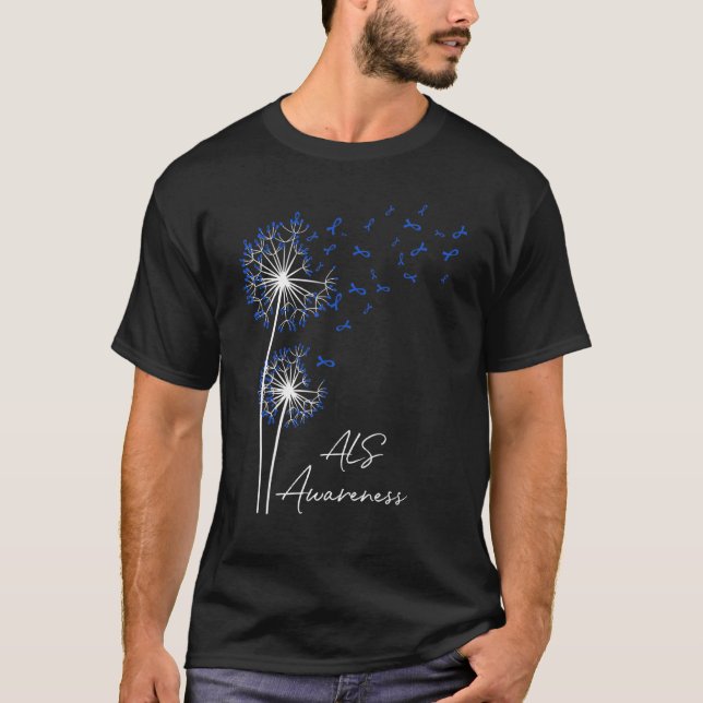 Blume Ribbon Dandelion Faith Hope Liebe Blue As A T-Shirt (Vorderseite)