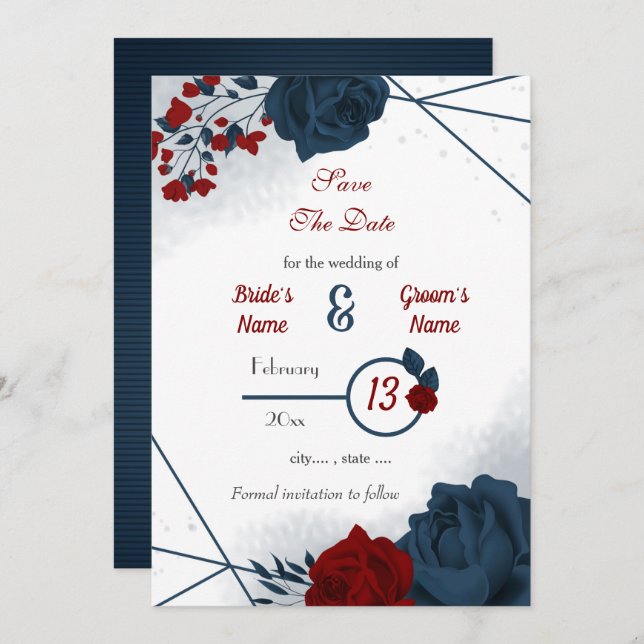 Blume romantisch save the date (Vorne/Hinten)