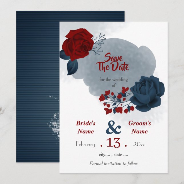 Blume romantisch save the date (Vorne/Hinten)