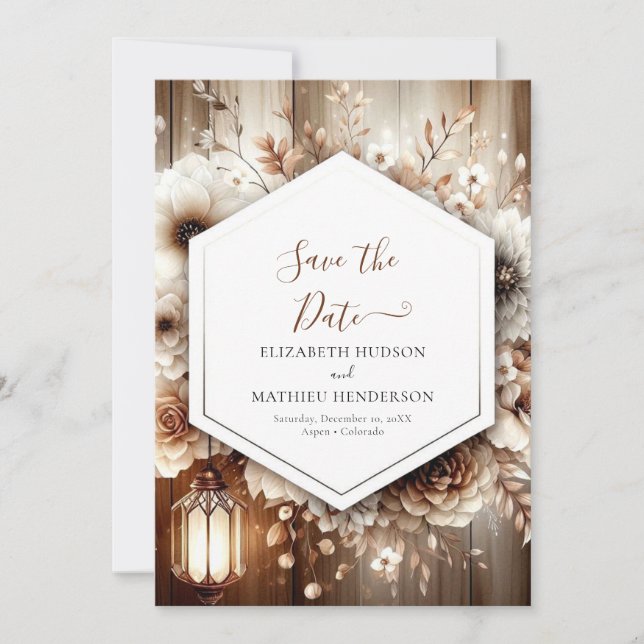 Blume romantisieren rustikale Hochzeit Save The Date (Vorderseite)