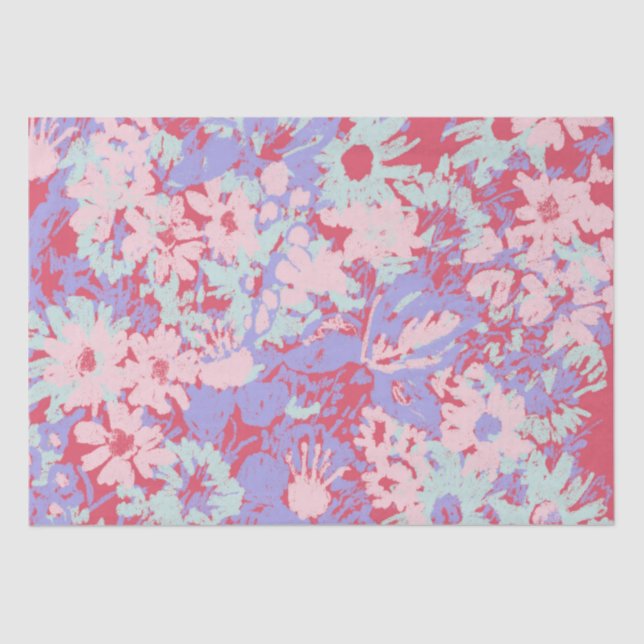 Blume Rosa Aqua Violet Painted Garden Design Seidenpapier (Vorderseite)