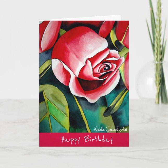 Blume Rosa Aquarell Geburtstag Karte (Vorderseite)
