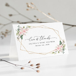 Blume, rosa Blume, Boho, Babydusche Dankeskarte