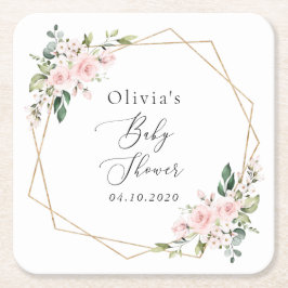 Blume, rosa Blume, Boho, Babydusche Rechteckiger Pappuntersetzer