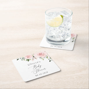 Blume, rosa Blume, Boho, Babydusche Rechteckiger Pappuntersetzer