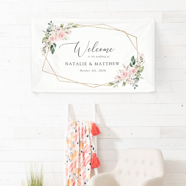 Blume, rosa Blume, Boho, Begrüßung Banner (Insitu)