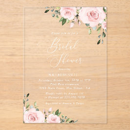 Blume, rosa Blume, Boho, Brautparty Acryleinladungen