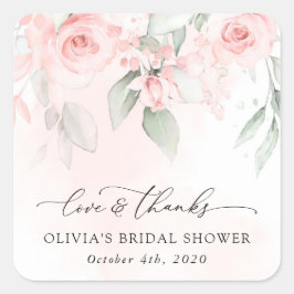 Blume, rosa Blume, Boho, Brautparty Quadratischer Aufkleber