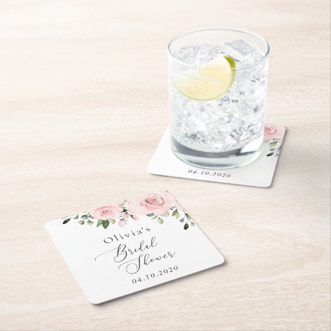 Blume, rosa Blume, Boho, Brautparty Rechteckiger Pappuntersetzer (Vor Ort)