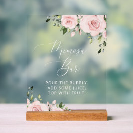 Blume, rosa Blume, Boho, Mimosa Bar Acrylschild