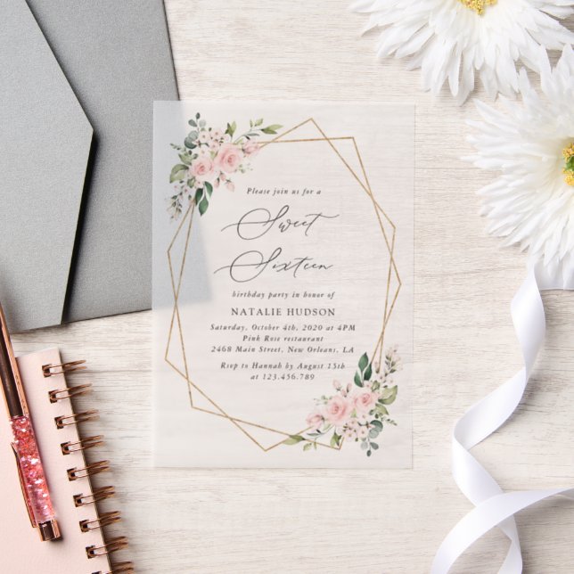 Blume, rosa Blume, Boho, süß 16 (Hochzeit)