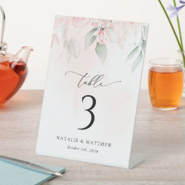 Blume, rosa Blume, Boho, Tischnummern Sockelschild