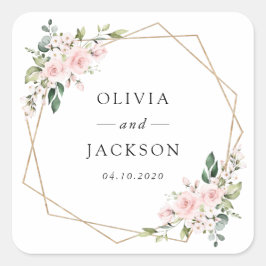 Blume, rosa Blume, Grünpflanzen, Hochzeit Quadratischer Aufkleber