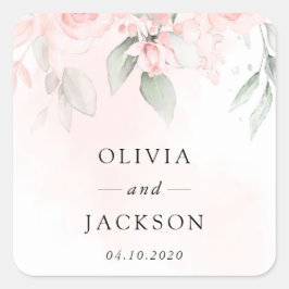 Blume, rosa Blume, Grünpflanzen, Hochzeit Quadratischer Aufkleber