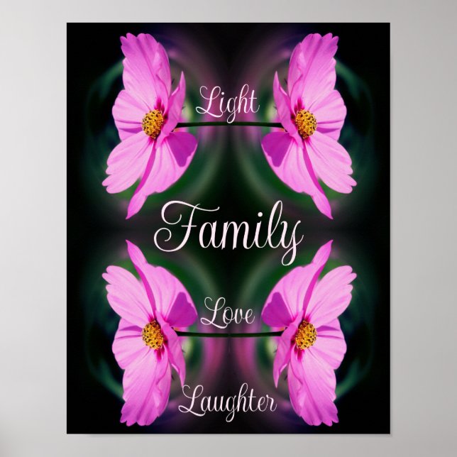 Blume Rosa Familie Abstrakt inspirierende Worte Poster (Vorne)