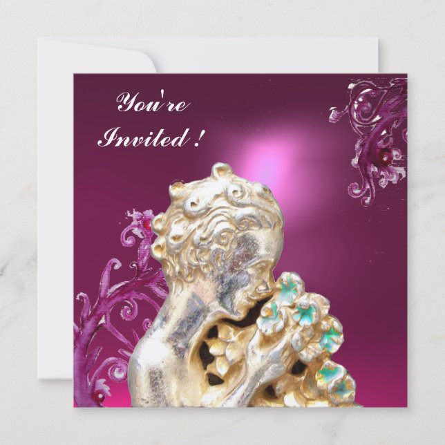 Blume Rosa, Fuchsia Lila Wirbel, Sweet 16 Party Einladung (Vorderseite)