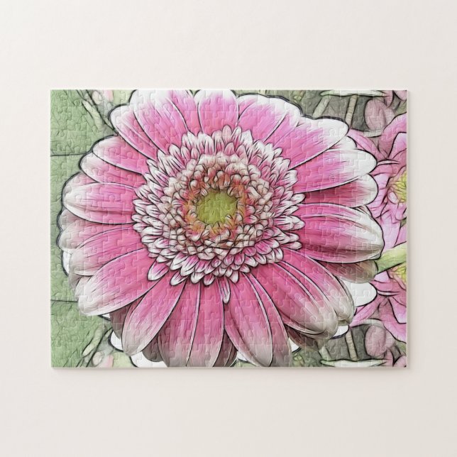 Blume - Rosa Gerbera Daisy Puzzle (Horizontal)