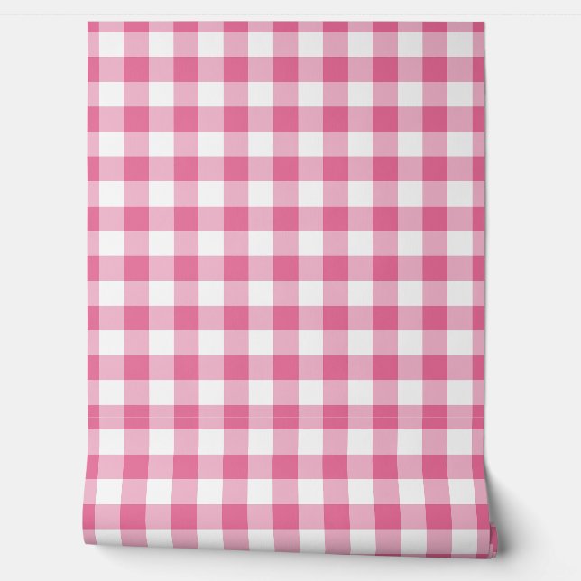 Blume Rosa Gingham Karo Grün Buffalo Karo Tapete (Abrollen)